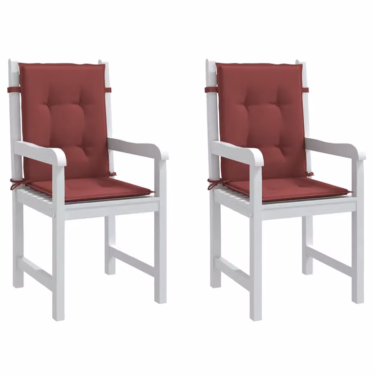 Set di 2 cuscini per schiena bassa vidaXL in tessuto mélange rosso, con imbottitura in schiuma e lacci di fissaggio