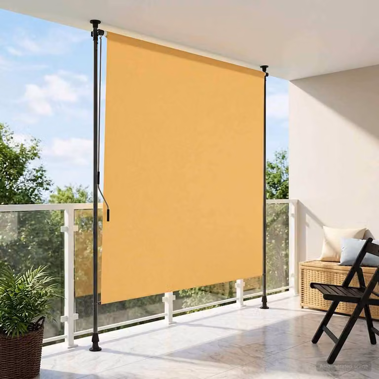 Tenda a rullo esterna vidaXL in poliestere e alluminio, colore sabbia, L: 120 cm, H: 275 cm