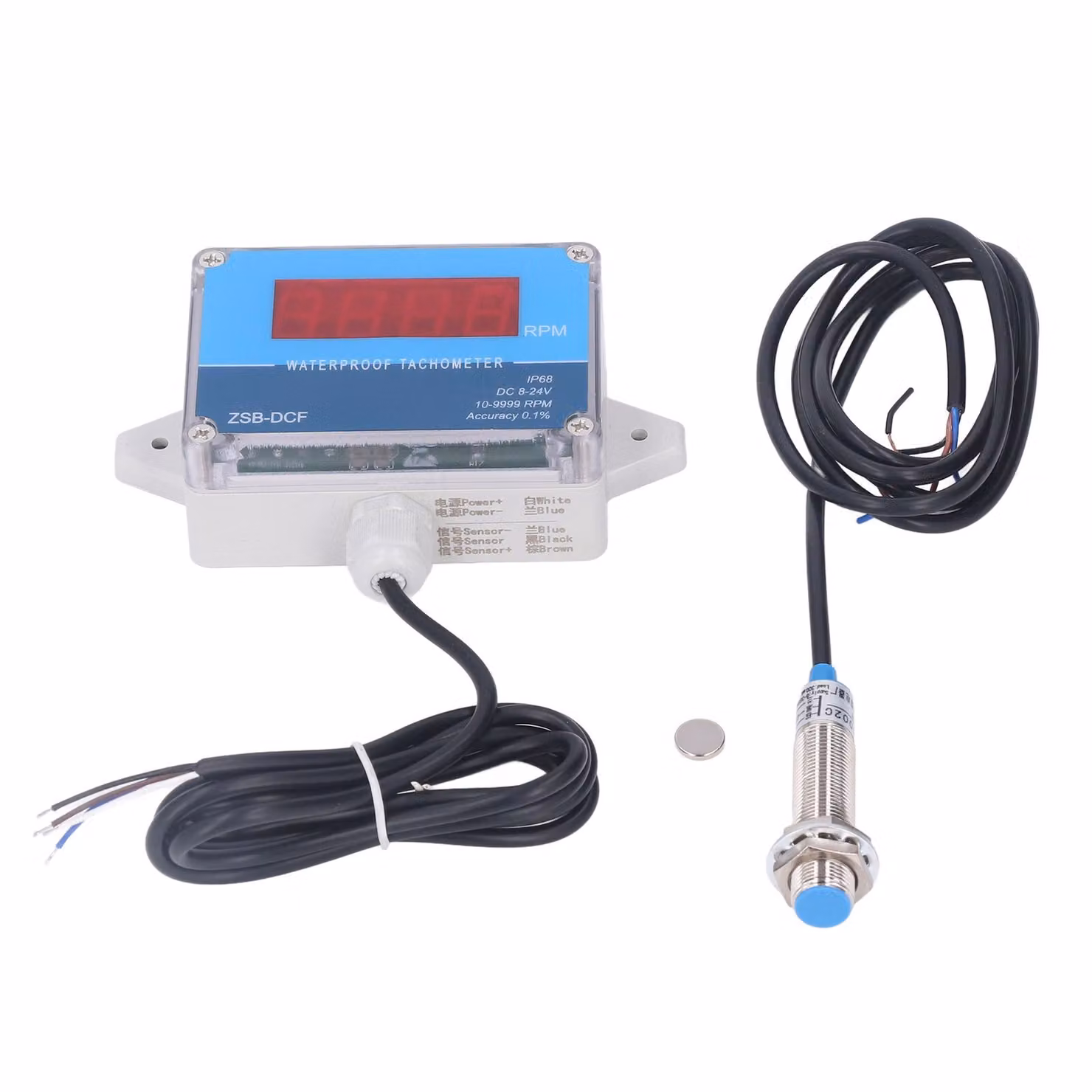 Tachimetro motore sensore di velocità IP68 Impermeabile Display digitale a LED DC 8V-24V