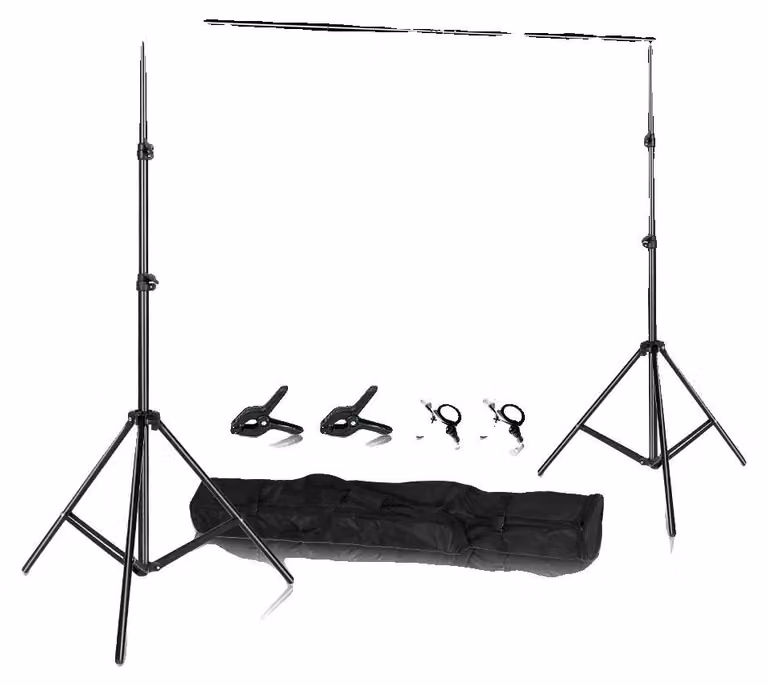 Set di stativi per fondali fotografici, sistema di supporto regolabile, struttura resistente, 2600 x 3000 mm, flessibile senza sacchi di sabbia