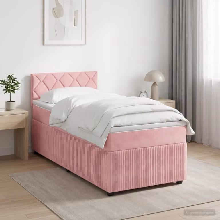 Maison Exclusive - Letto boxspring con materasso e testiera Rosa 100 x 200 cm Velluto