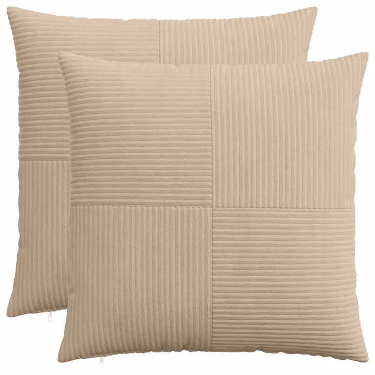 Set di 2 federe vidaXL ALMELO in velluto a coste, colore tortora, L 65 x L 65 cm