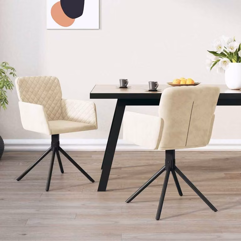Set di 2 sedie da pranzo girevoli vidaXL in velluto beige con design moderno