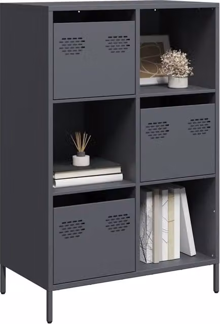 Credenza moderna in metallo vidaXL colore antracite L 68 cm, P 39 cm, H 103,5 cm – 1