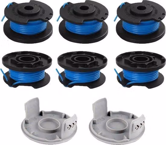 Bobine per decespugli Ryobi - Set da 6 pezzi 18 V, 24 V, 40 V - Filo per decespugli - 34 m, Ø 165 mm - 2 ugelli