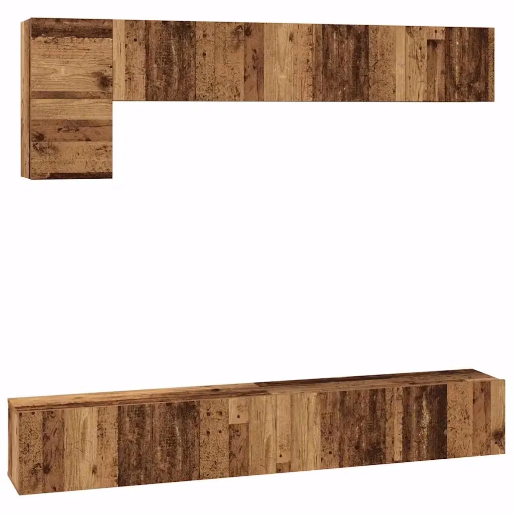 Set mobile TV moderno vidaXL in legno effetto vecchio marrone da 5 pezzi – 2