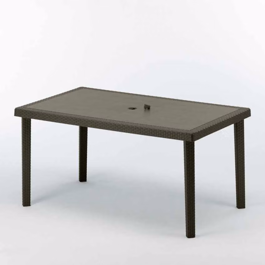150x90 Grand Soleil Boheme 12 Tavoli rettangolari in Poly Rattan - Marrone