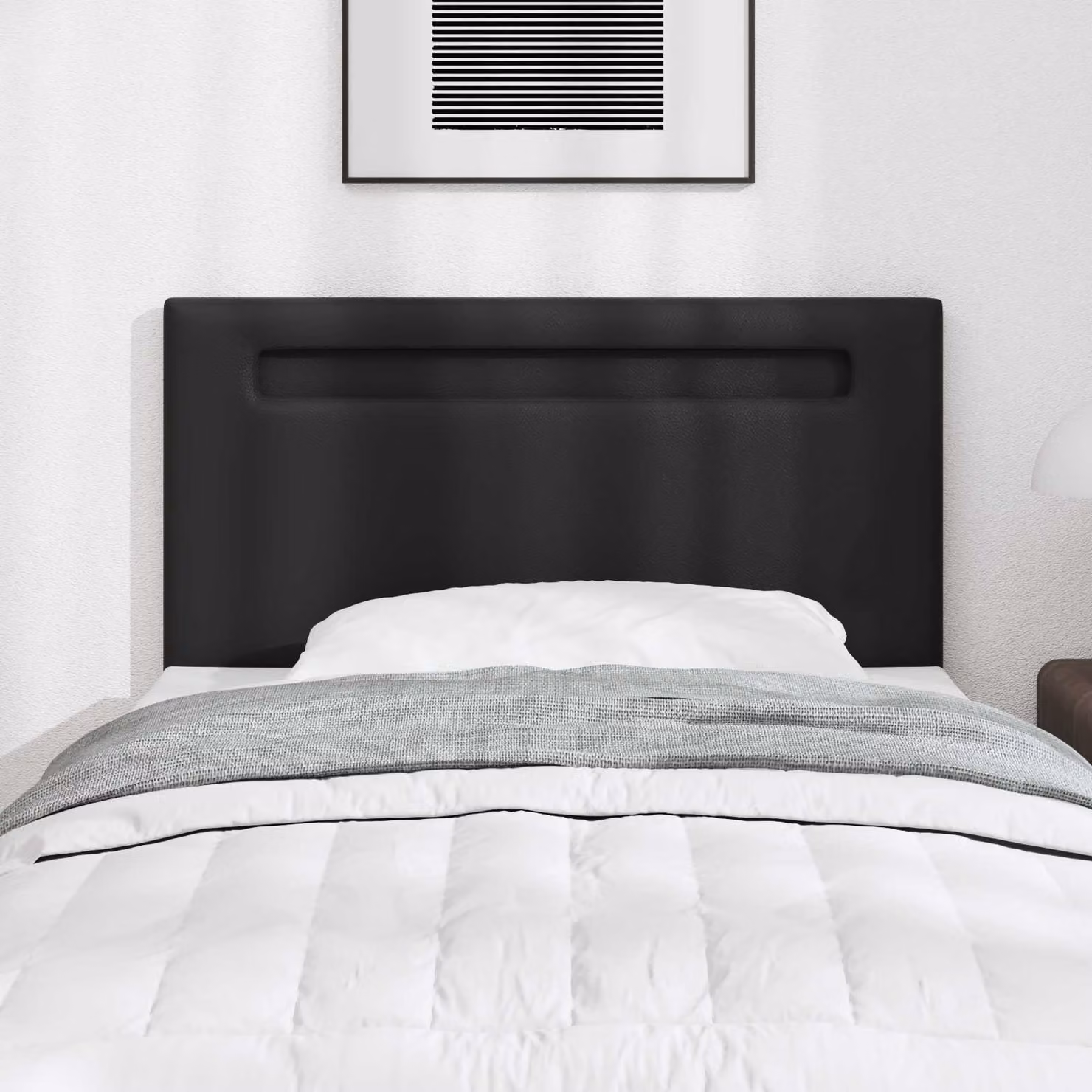 Testiera per letto vidaXL in pelle sintetica nera con illuminazione LED integrata e luce da lettura