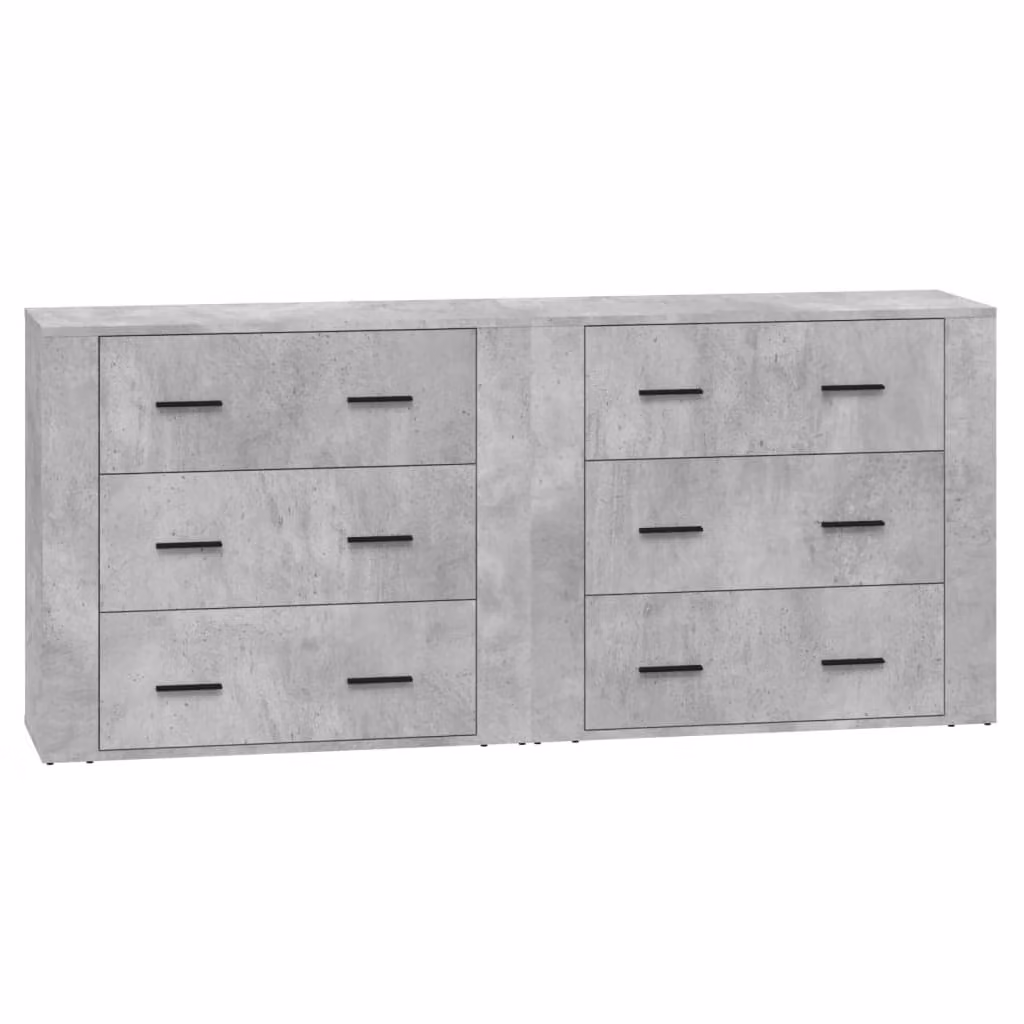 Credenze 2 pz Grigio Cemento in Legno Multistrato