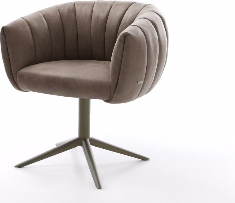 DELIFE Sedia girevole Jada-Flex Microfibra Taupe Vintage Base con effetto finitura titanio Girevole a 360° Funzione oscillante Molle insacchettate