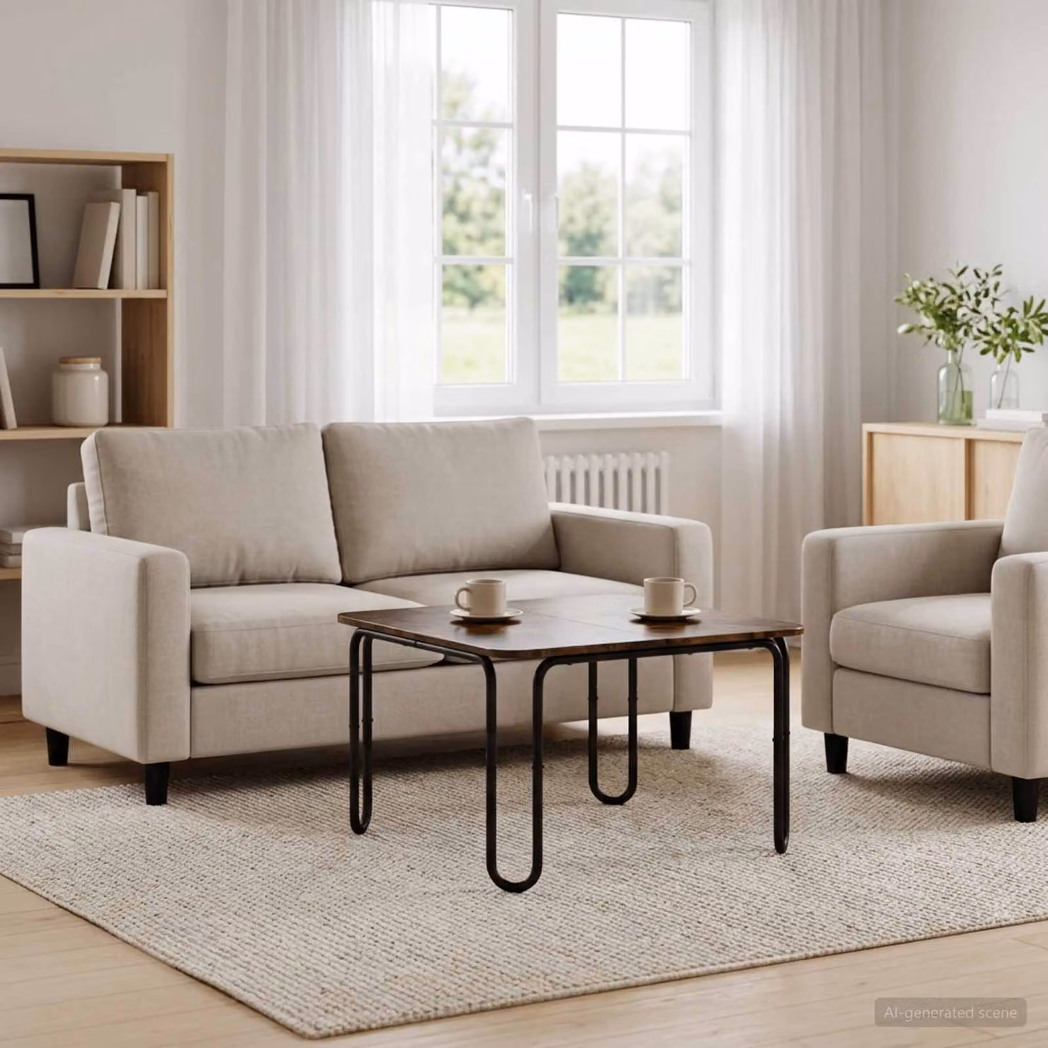 Tavolino da salotto moderno vidaXL in rovere e metallo marrone L/P/H: 59 x 59 x 45 cm