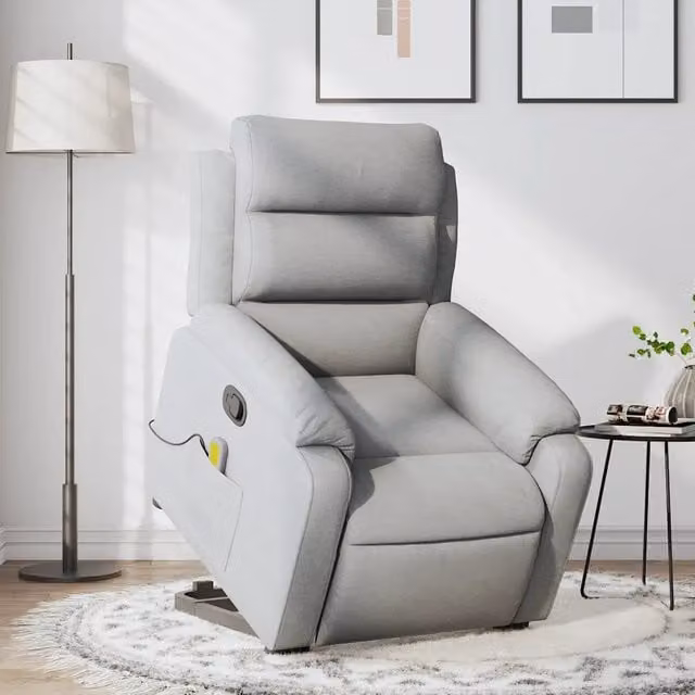 Poltrona Alzapersona Reclinabile con Massaggio vidaXL Grigio con Supporto Elettrico per Anziani e Design Moderno – 1