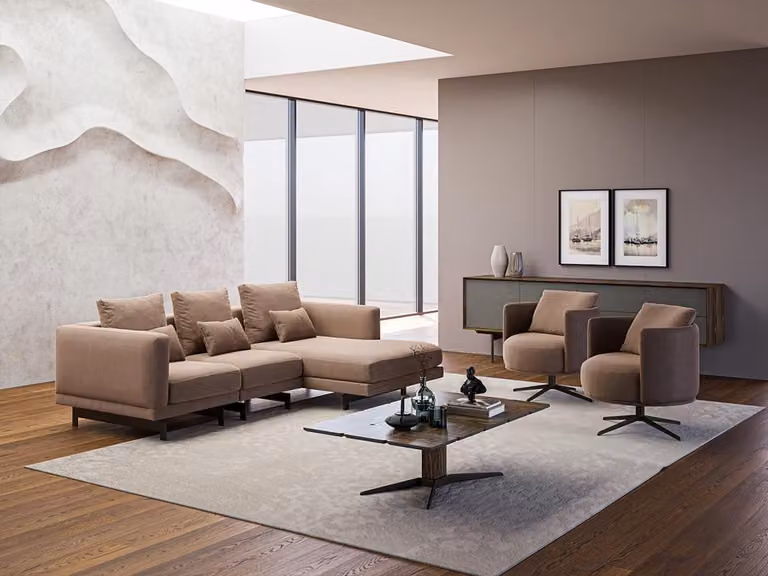 Sofagarnitur Luxus Möbel Sofa L-Form 2x Sessel Polstermöbel Couchtisch