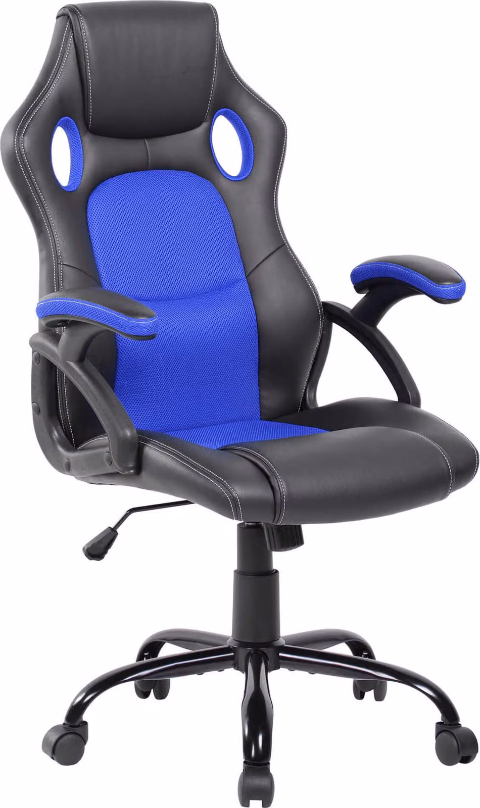 Sedie per ufficio Rebecca Mobili in similpelle e nylon, nero e blu