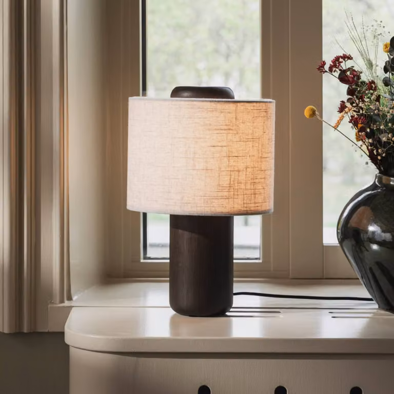 Globen Lighting Lampada da tavolo Bosco, Crema / Ambra, Soggiorno / Sala da pranzo, Legno, Lampada da tavolo