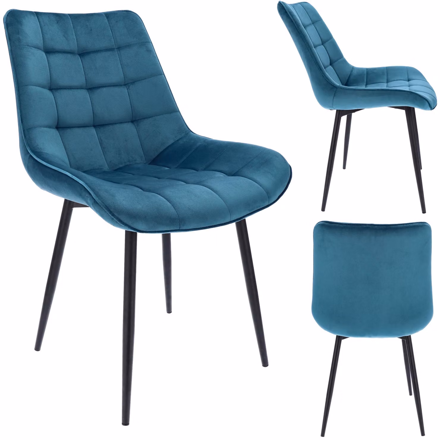 JUMI Sedia da cucina per soggiorno o sala da pranzo, modello MISTY, rivestita in velluto blu