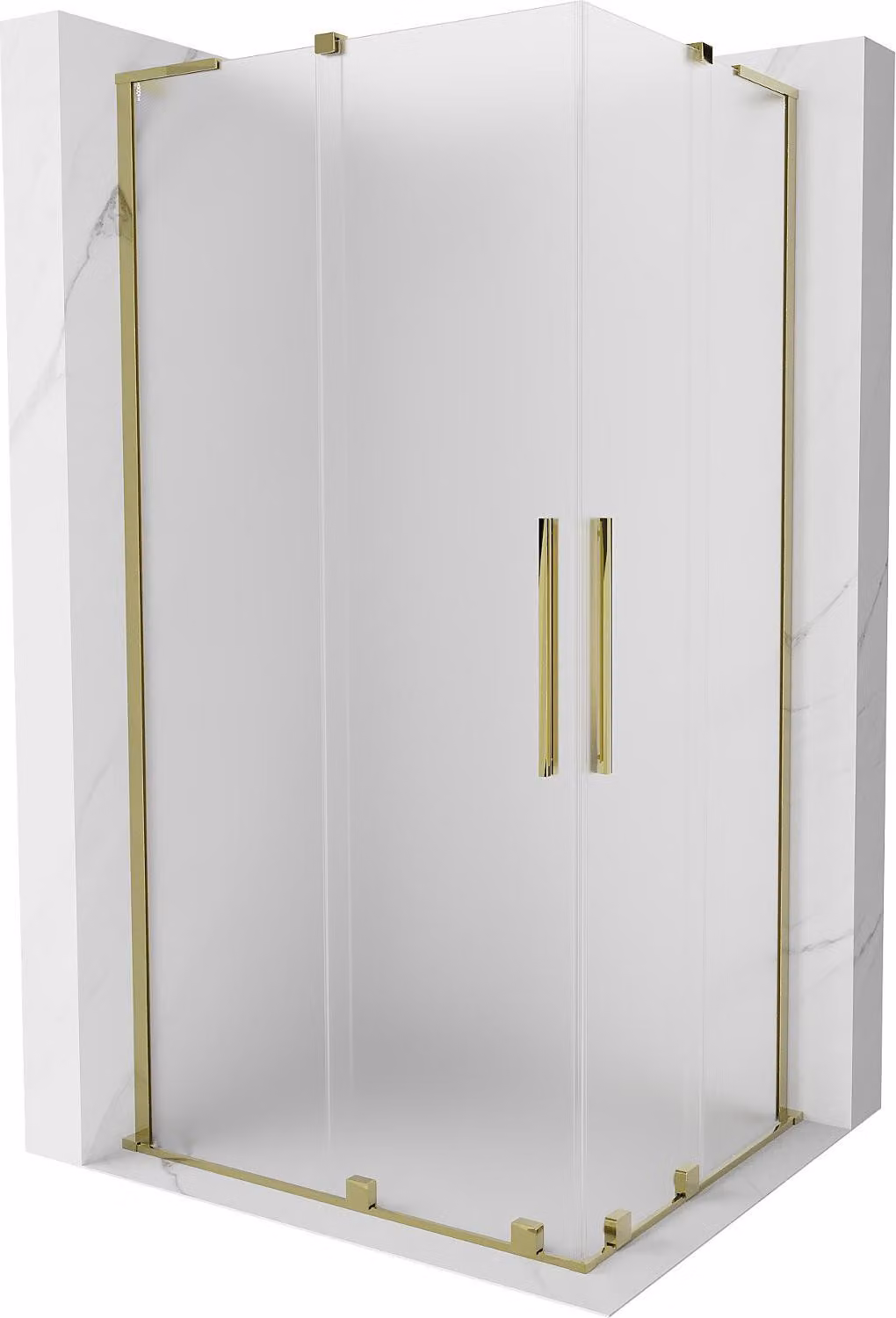Mexen Velar L Duo cabina doccia scorrevole 90 x 80 cm, ghiacciato, oro - 871-090-080-02-33-50