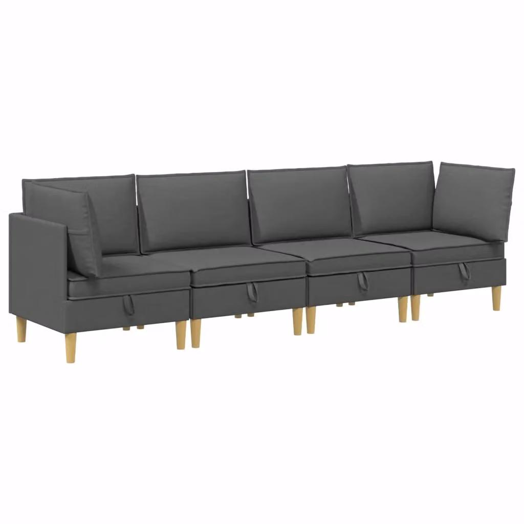 Set di 4 divani modulari vidaXL in tessuto grigio con spazio di archiviazione e coperture rimovibili – 2