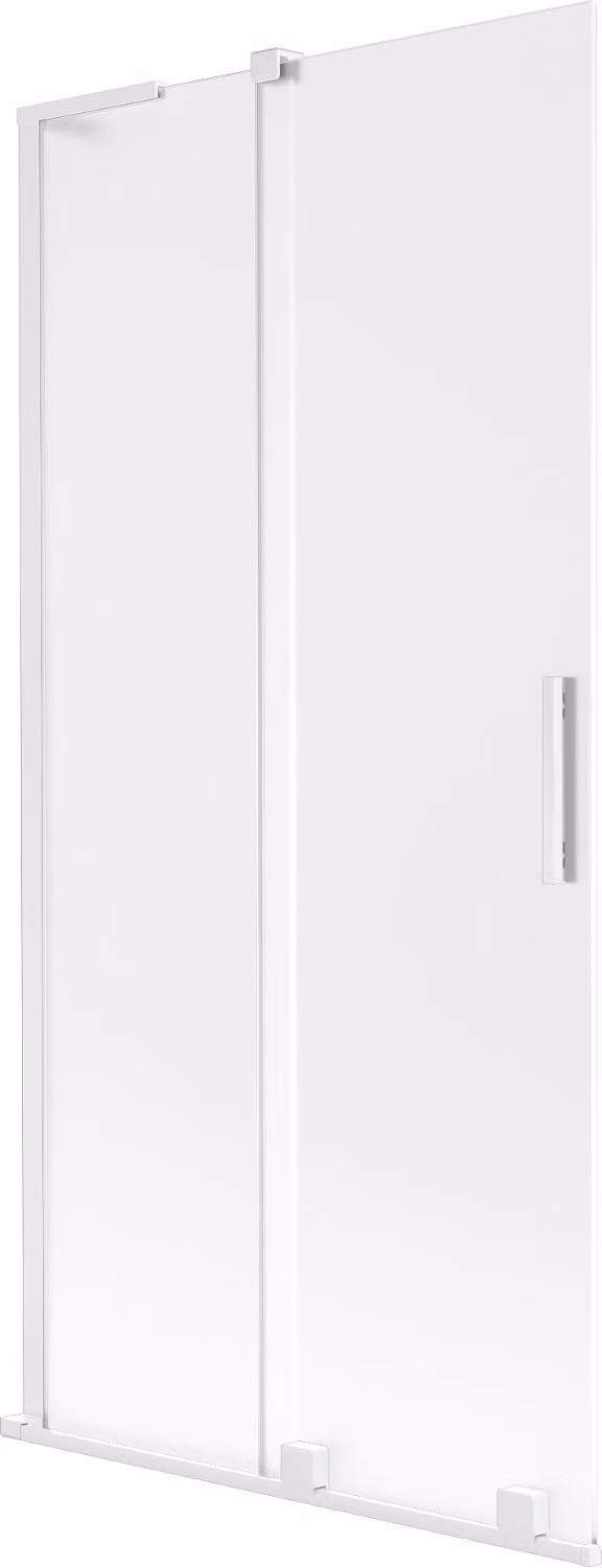 Mexen Velar L paratia per vasca da bagno a 2 ante scorrevole 95 x 150 cm, ghiacciato, bianco - 896-095-003-31-20