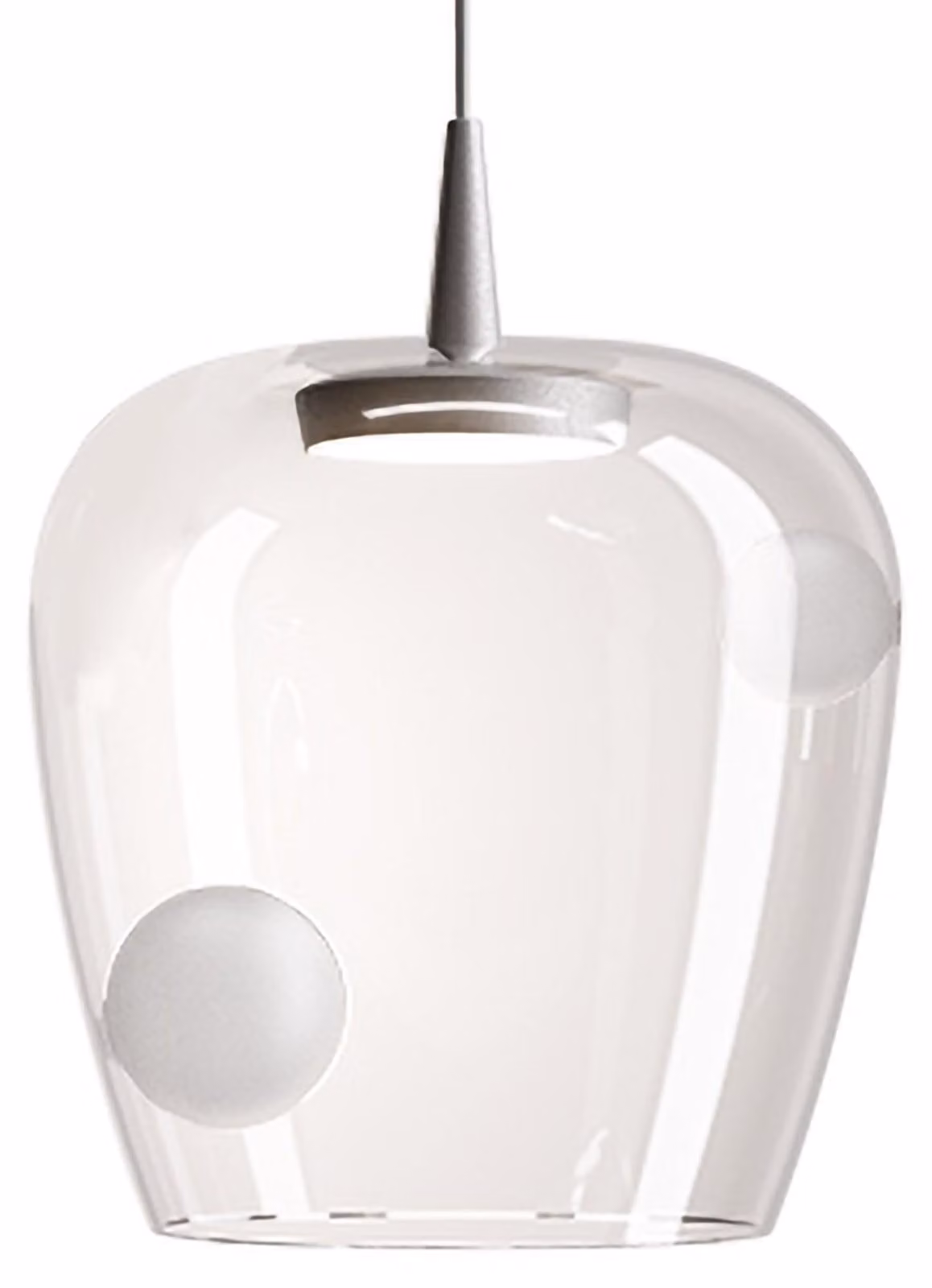 Zafferano Lampada a sospensione Bilia 27cm LED 8W 3000K in vetro borosilicato soffiato e alluminio sabbiato per illuminazione d'interni elegante