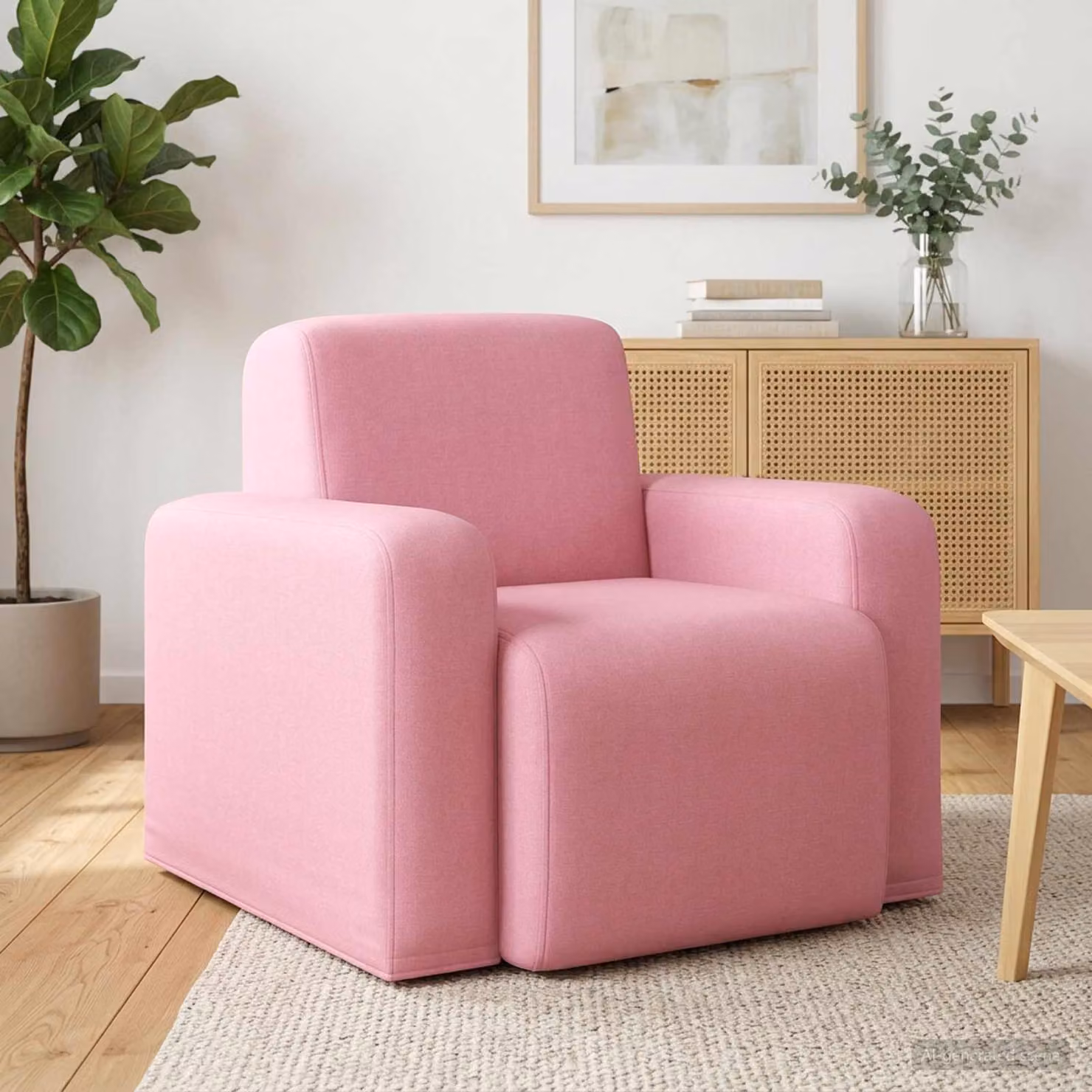 Poltrona lounge moderna vidaXL in tessuto rosa con braccioli