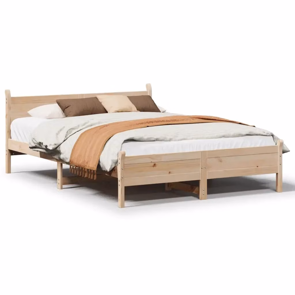 Struttura Letto Design Mania in Legno Massello di Pino Naturale L: 140 cm, P: 199 cm, H: 151 cm – 2