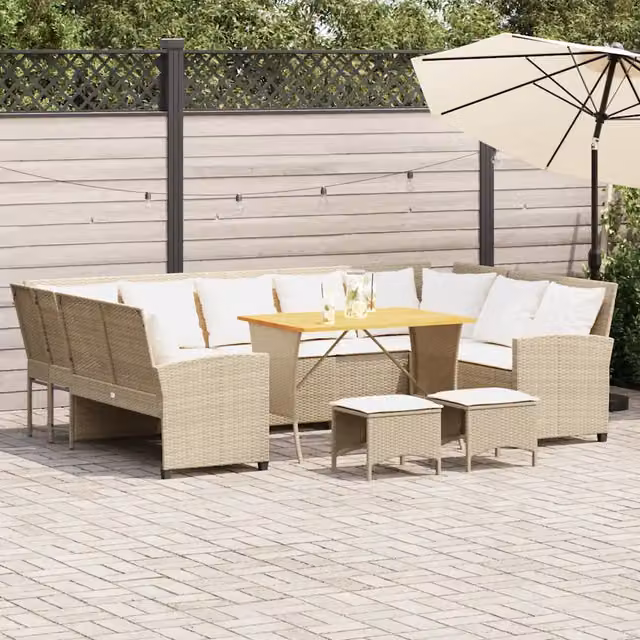 Set Divano da Giardino 4 pz con Cuscini Beige in Polyrattan 3365340