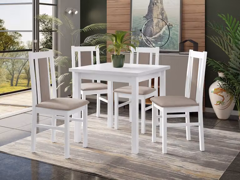 Set da pranzo 4+1 HARDIN 2 - bianco / beige