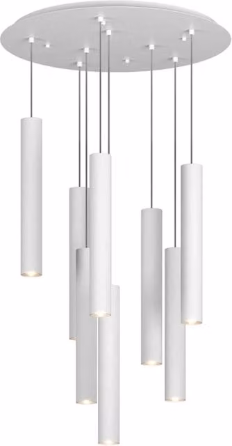 Lampadario Industrial-Minimal Xeana Metallo Bianco 8 Luci Gu10