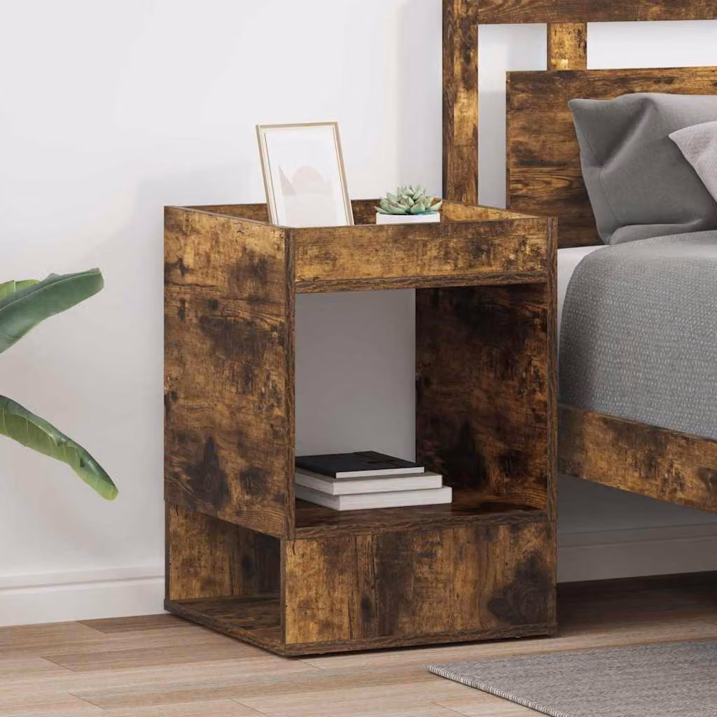 Set di 2 tavolini da soggiorno vidaXL in legno ingegnerizzato color rovere fumé, L/P/H: 40 x 40 x 56 cm