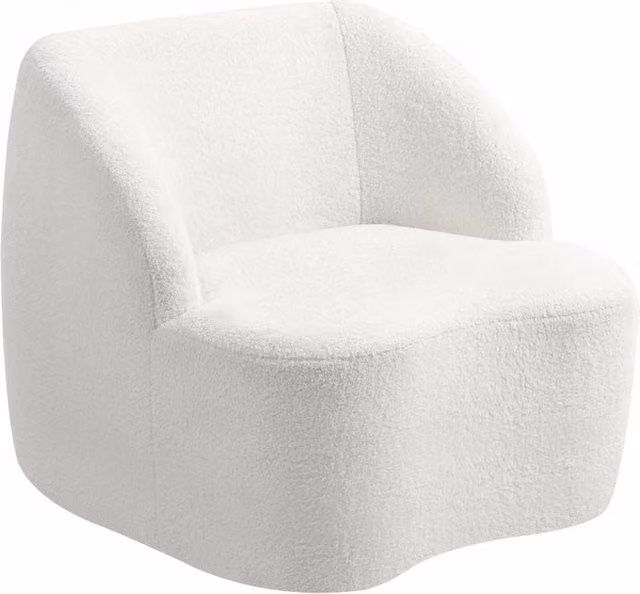Poltrona moderna imbottita in pile crema con schienale alto da 13 cm, 81x82x73,5 cm per soggiorno e ufficio