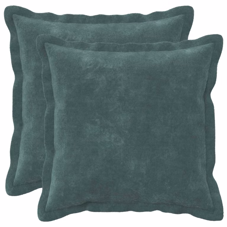 Set di 2 federe vidaXL HOUTEN blu petrolio in microfibra, L 35 cm x P 35 cm x H 35 cm