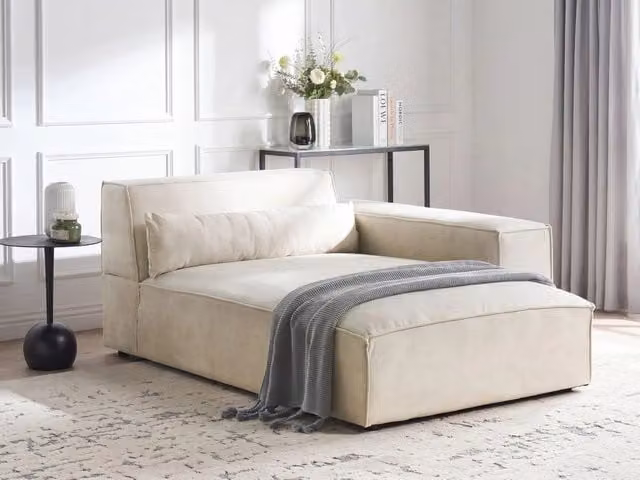 Chaise Lounge sinistra Tappezzeria in velluto beige Gambe sintetiche Mano sinistra Soggiorno moderno