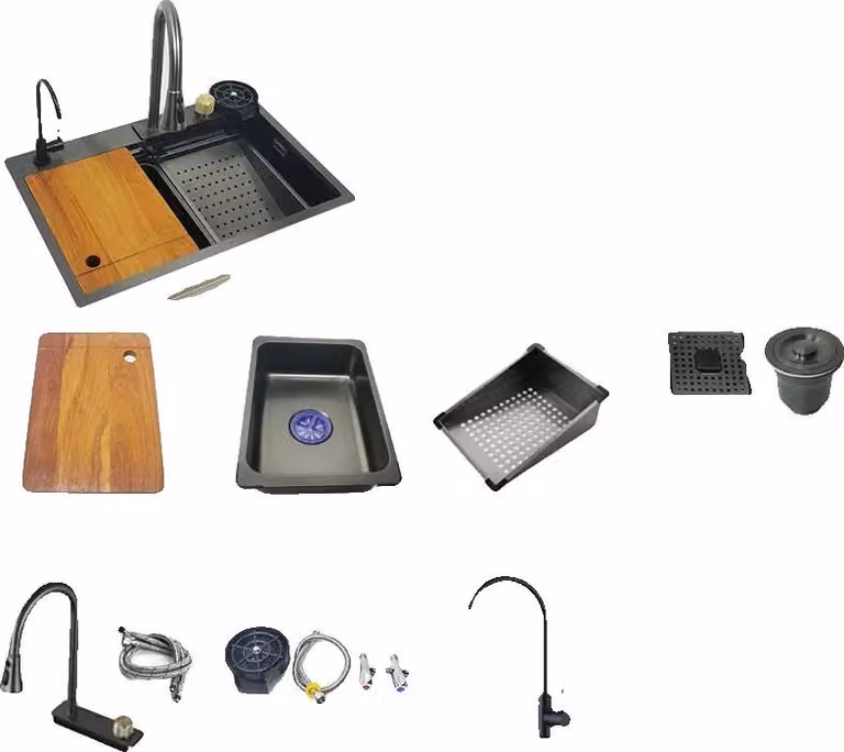 Lavello da cucina, vasca singola, acciaio inox, 68x46 D