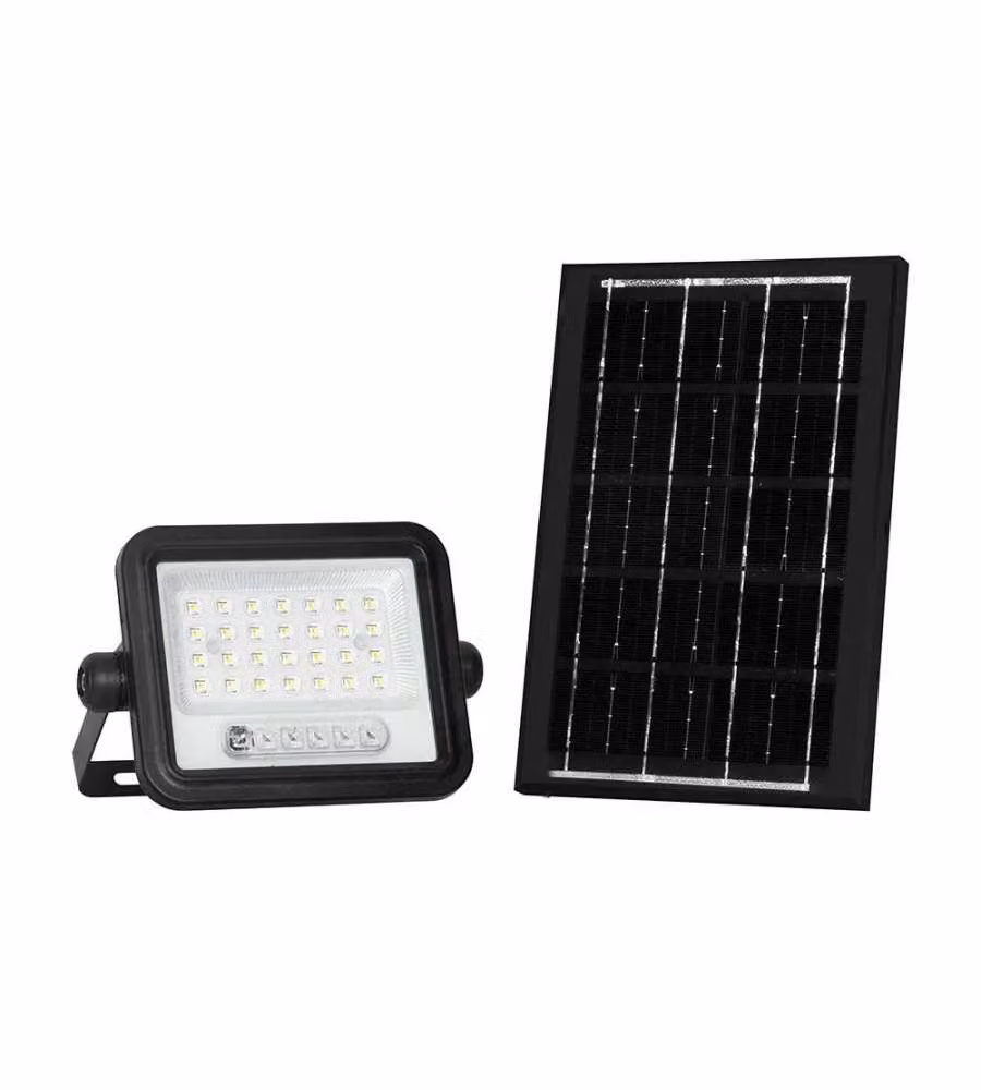 V-TAC Faro LED Solare 5W Nero con Telecomando e Sensore Crepuscolare