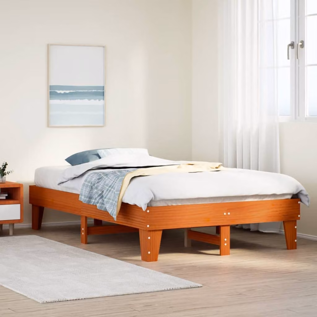 Letto in legno di pino vidaXL Marrone Cera L: 120 cm, P: 200 cm, H: 103,5 cm