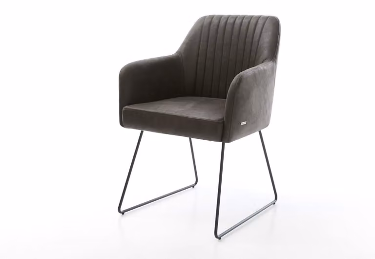 DELIFE Sedia da pranzo Greg-Flex Microfibra Antracite Vintage Struttura a slitta Nera Molle insacchettate