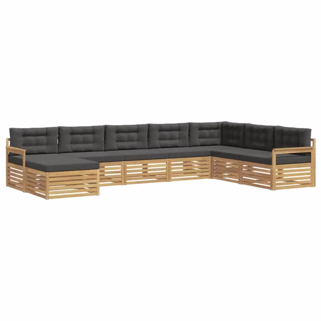 Set di divani da esterno a L vidaXL composto da 8 pezzi in legno di acacia con cuscini, colore bianco e antracite – 2