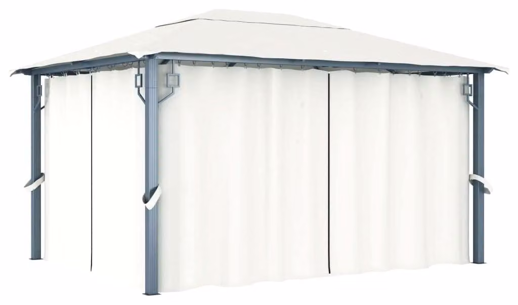 Padiglione con tende - 400x300 cm, color crema - struttura in alluminio e acciaio