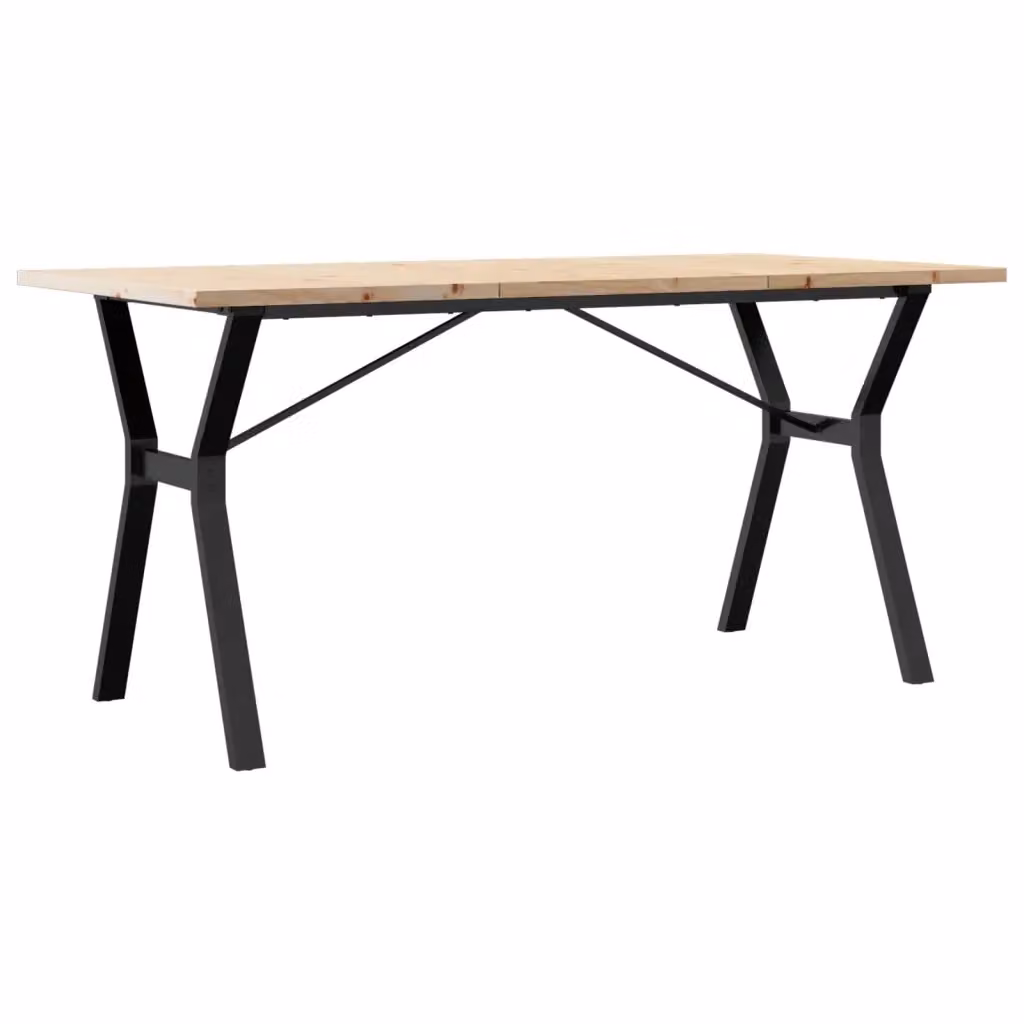 vidaXL Tavolo da Pranzo Rettangolare in Legno di Pino e Acciaio Marrone con Telaio a X L: 140 cm, P: 80 cm, H: 75,5 cm – 2