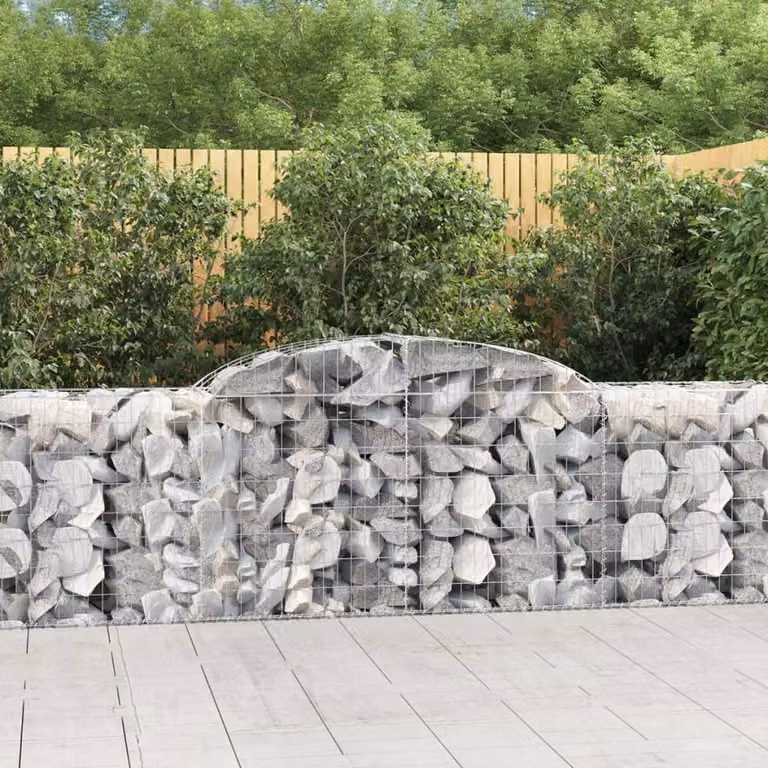 Set di 25 cesti gabbioni ad arco vidaXL in acciaio zincato grigio L: 300 cm, P: 50 cm, H: 80/100 cm