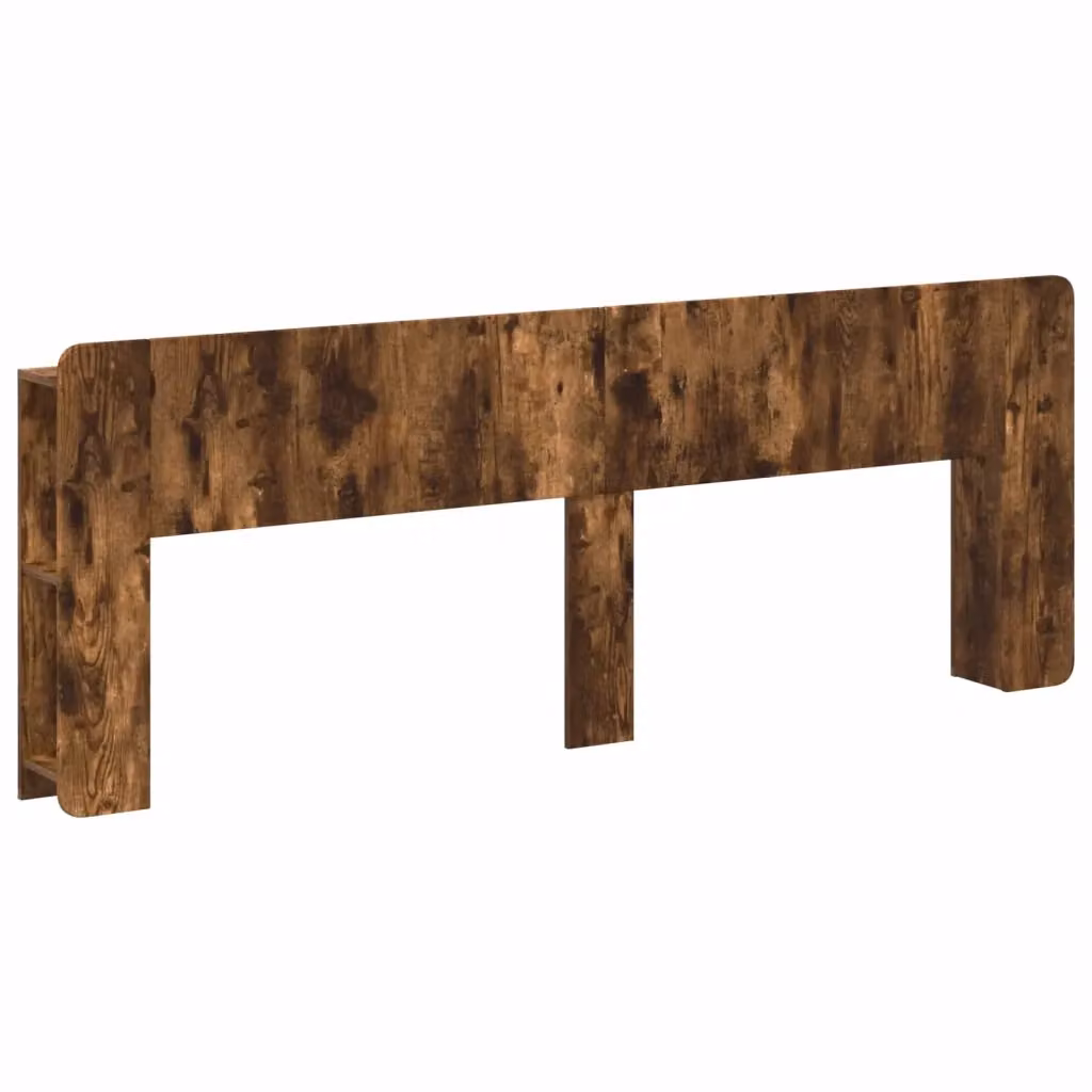 Testiera del letto moderna con mensola integrata in legno ingegnerizzato Rovere Fumo, L: 193.5 cm, H: 80 cm, P: 18.5 cm – 2
