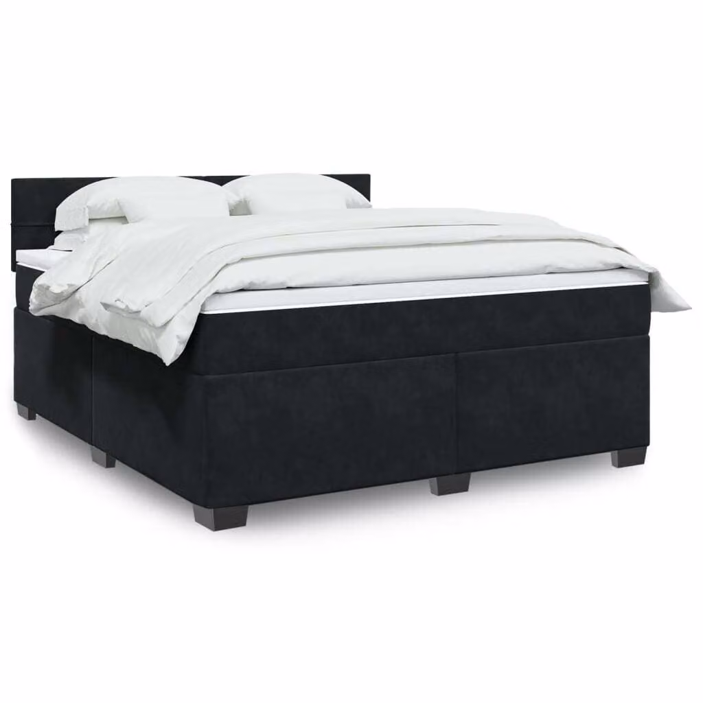 Maison Exclusive - Giroletto a Molle con Materasso Nero 180x200 cm in Velluto