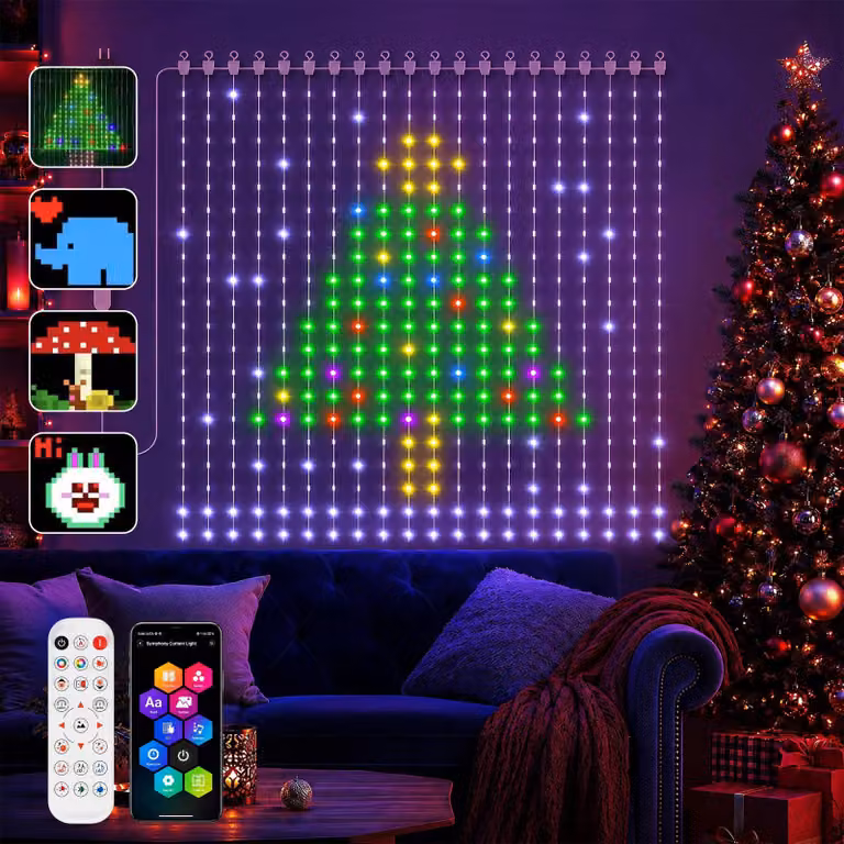 Tenda luminosa a LED, dimensioni 2x2 metri, 400 LED RGB, controllo tramite app