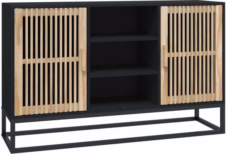Credenza Nera 105x30x65 cm in Legno Multistrato