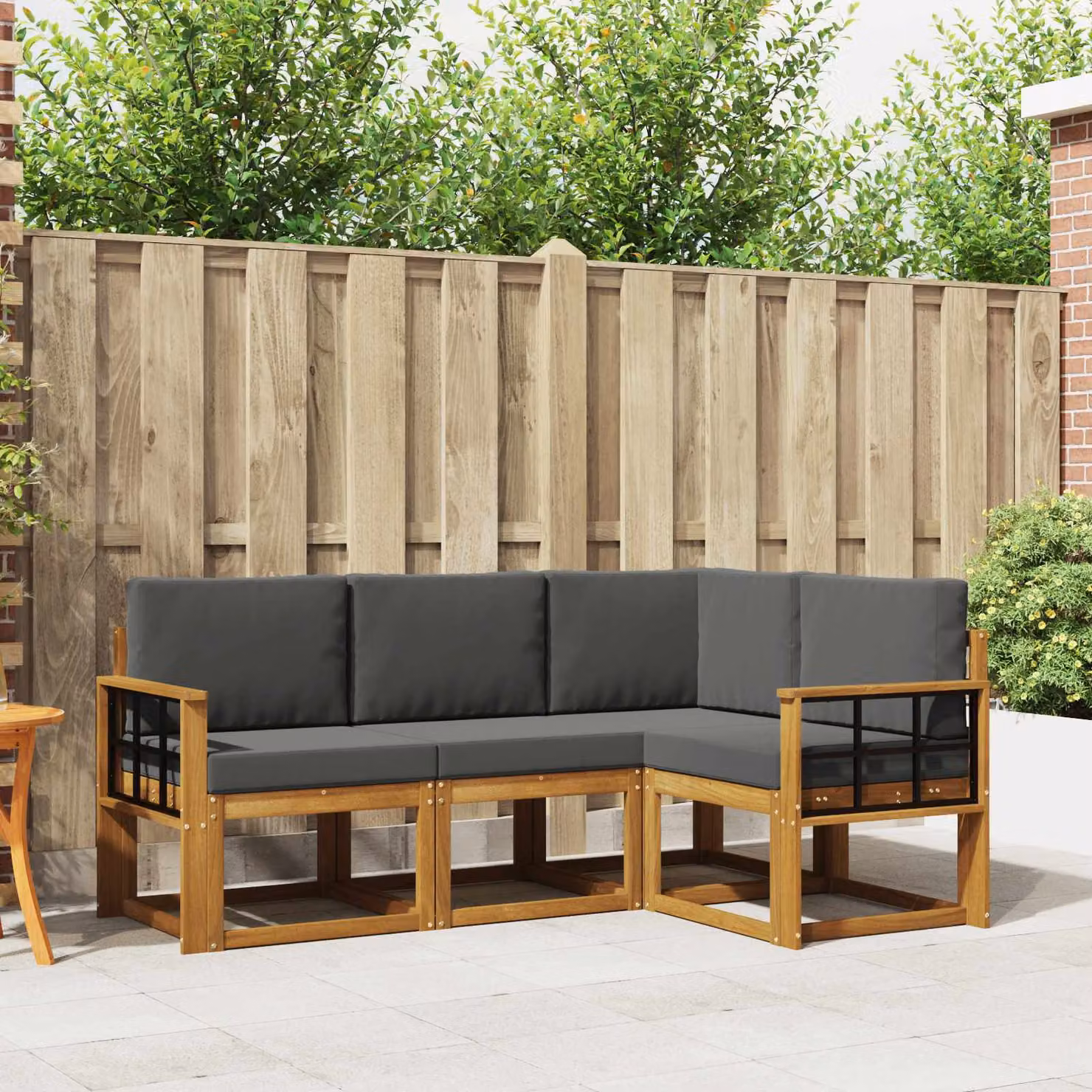 Set di divani da esterno vidaXL 4 pz in legno di acacia con cuscini, beige e antracite