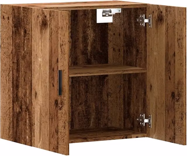Mobiletto da parete vintage con vano contenitore 60 x 31 x 60 cm realizzato in legno composito finitura effetto legno anticato 02_0051140
