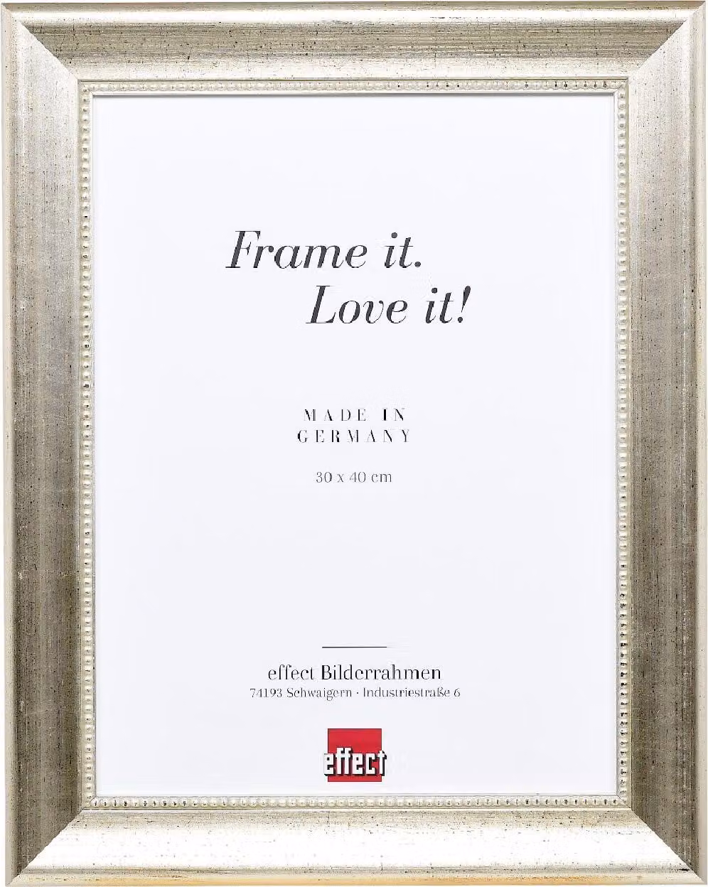 Cornice per foto in legno, profilo 95, colore argento, 50x50 cm, vetro museale