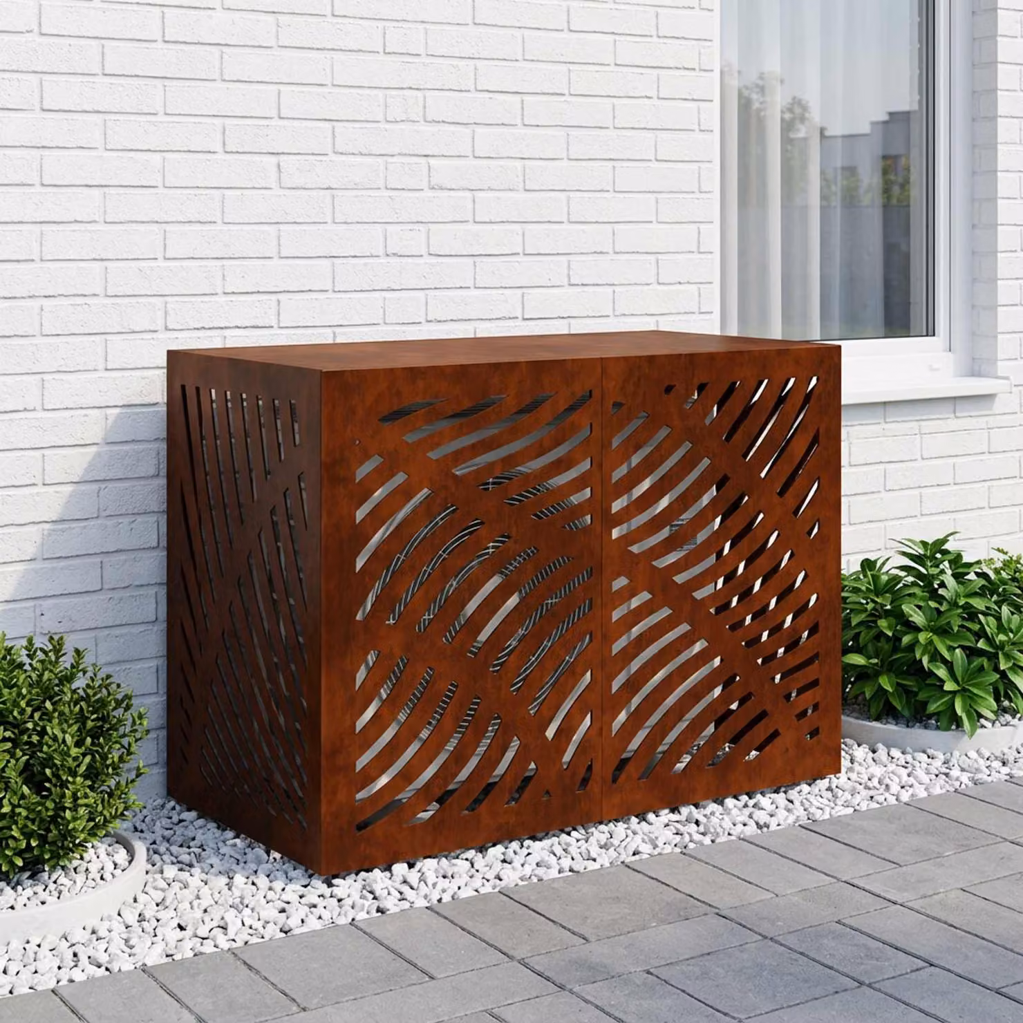 Copertura per condizionatore d'aria vidaXL in acciaio, colore ruggine, L 100 x P 50 x H 70 cm
