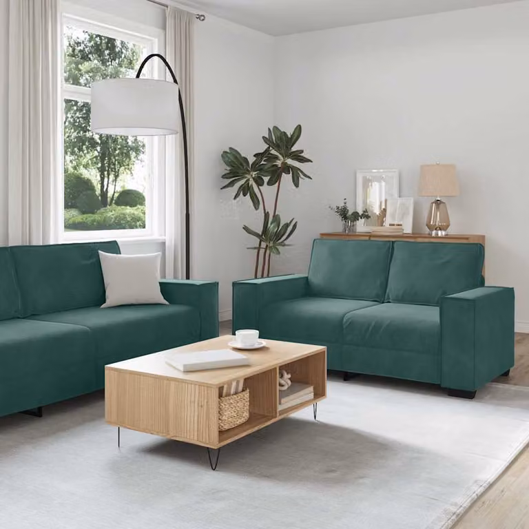 Maison Exclusive - Set divano a 2 posti con cuscini in velluto verde scuro